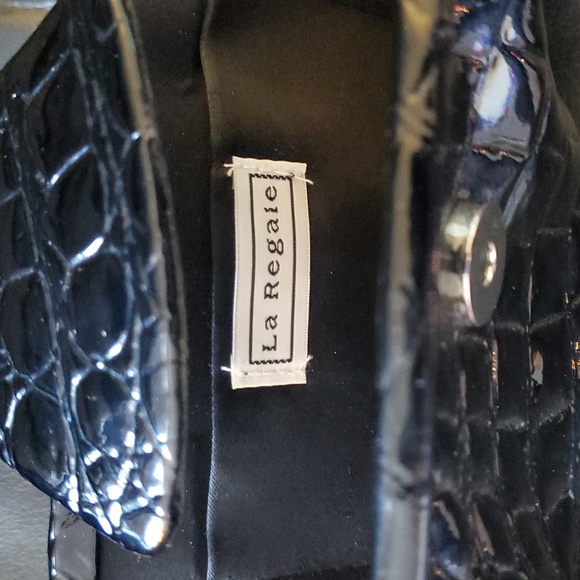 Vintag La REGALE Black Crocodile Embossed Clutch Purse Formal EVENING BAG - Picture 2 of 6